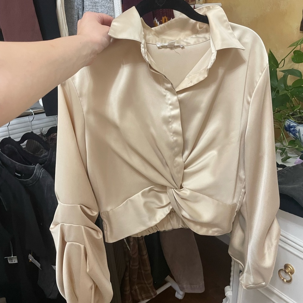 Champagne satin blouse